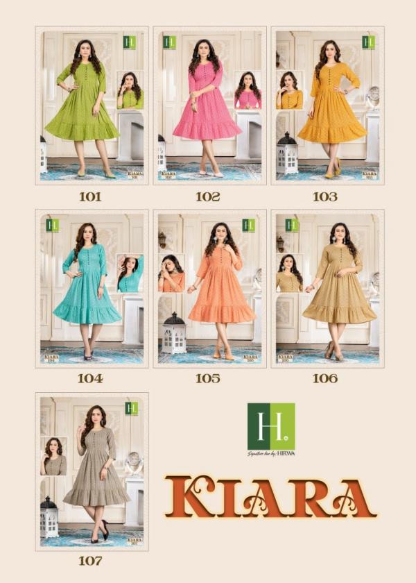 Hirwa Kiara Fancy Wear Rayon Designer Kurti Collection